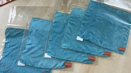 本日は、神田カドウチで育てて取れた種を蒔いて　育った　神田の藍を生葉染めしてみました。

富岡製糸場で購入したシルクのポケットチーフ

良い色に染まりました^ - ^